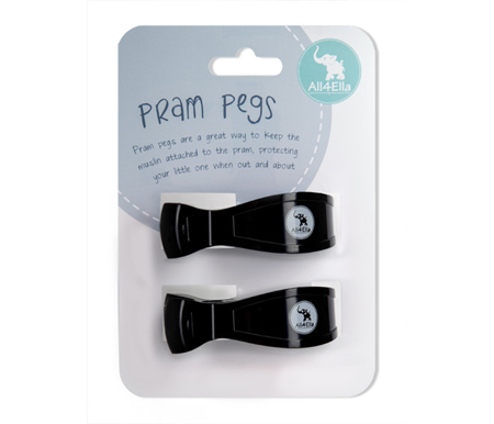 All4Ella 2 Pack Pram Pegs Black