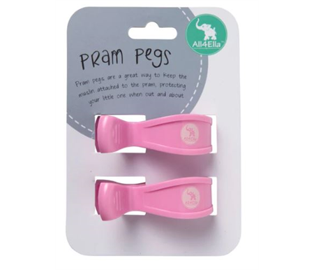 All4Ella 2 Pack Pram Pegs Pastel Pink