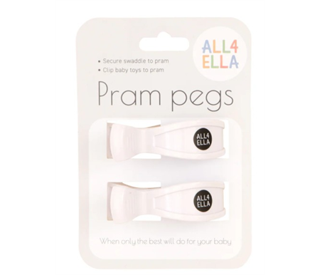 All4Ella 2 Pack Pram Pegs White
