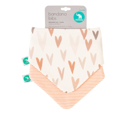 All4Ella Bandana Bib 2pk - Hearts