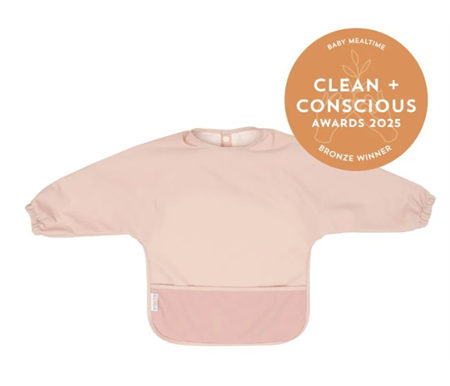 All4Ella Recycled Long Sleeve Bib  - Two -Tone Light Pink