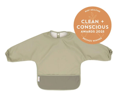 All4Ella Recycled Long Sleeve Bib  - Two -Tone Light Sage