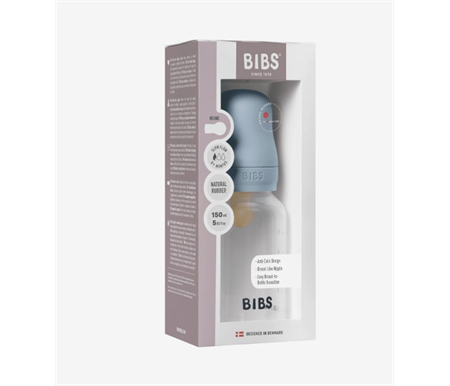BIBS Baby Bottle 150ml Slow Flow Latex - Baby Blue