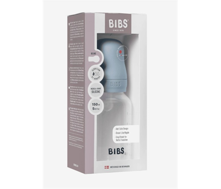 BIBS Baby Bottle 150ml Slow Flow Silicone - Baby Blue