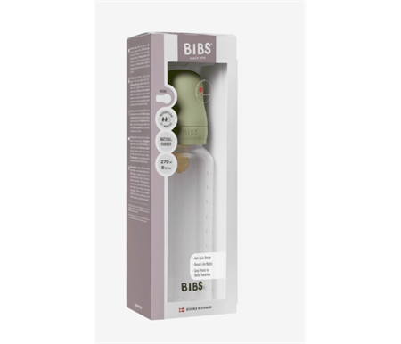 BIBS Baby Bottle 270ml Medium Flow Latex - Sage