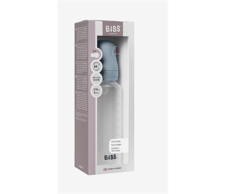 BIBS Baby Bottle 270ml Medium Flow Silicone - Baby Blue