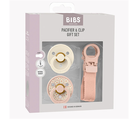 BIBS Colour Dummy & Loop Clip Gift Set - Blush