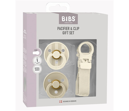 BIBS Colour Dummy & Loop Clip Gift Set - Ivory