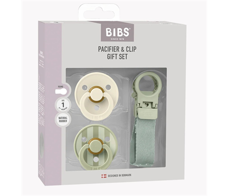 BIBS Colour Dummy & Loop Clip Gift Set - Sage