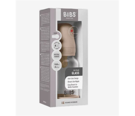 BIBS Glass Bottle 120ml Latex - Blush