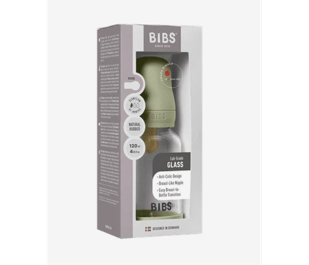 BIBS Glass Bottle 120ml Latex - Sage