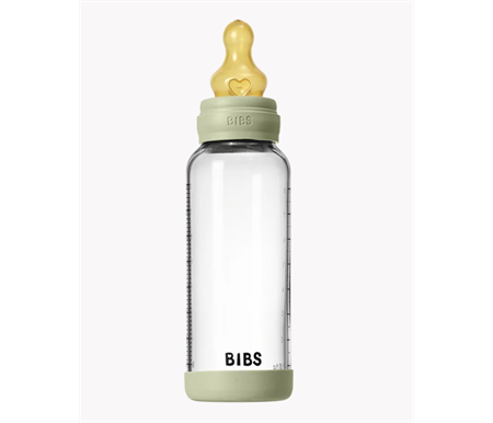 BIBS Glass Bottle 240ml - Latex - Sage