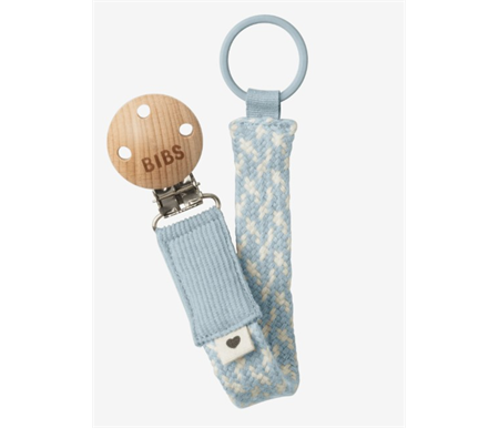 BIBS Paci Clip Baby Blue-Ivory