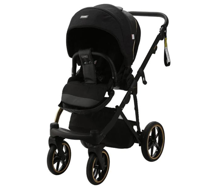 Bambini Prams Geneva Lorenzo - Black on Black Frame Bonus Free Phone Holder + Sunshade + Adaptors Value $189.00