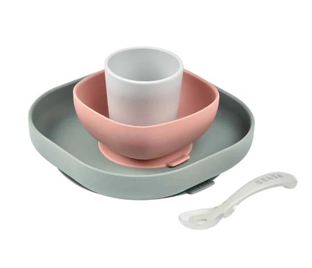 Beaba 4 Piece Silicone Suction Meal Set - Eucalyptus