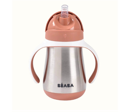 Beaba Stainless Steel Straw Cup 250ml - Terracotta