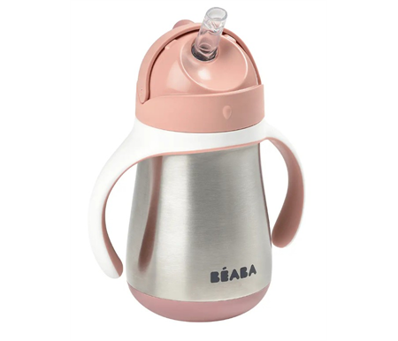 Beaba Stainless Steel Straw Cup 250ml - Vintage Pink