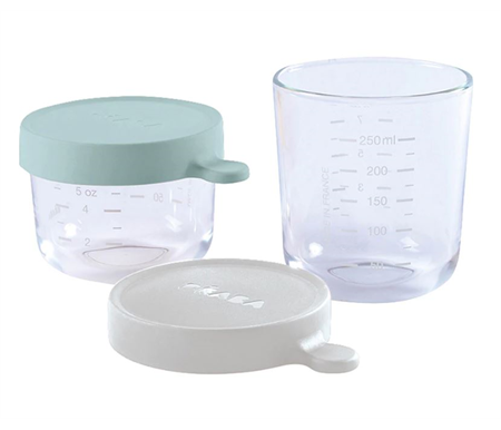 Beaba Superior Glass Jar 2 Pack 150ml/250ml - Airy Green & Light Mist