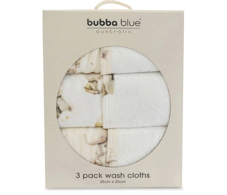 Bubba Blue Elephant Bedtime - 3pk Face Washers
