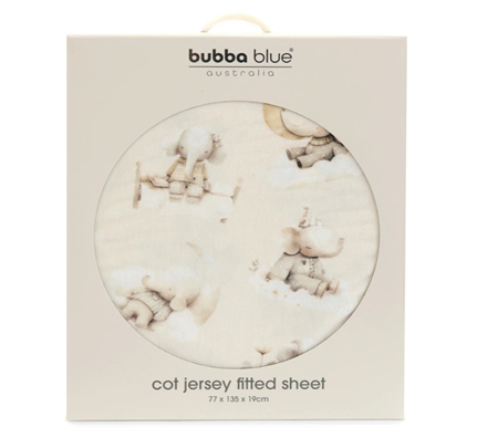 Bubba Blue Elephant Bedtime - Cot Fitted Sheet