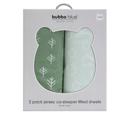 Bubba Blue Nordic 2 pack Jersey Co Sleeper Fitted Sheet Avocado/forest