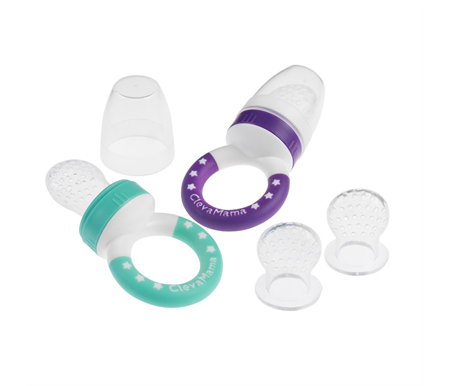 ClevaMama Clevafeed Twin Pack Silicone Self Feeder with 4 Teat