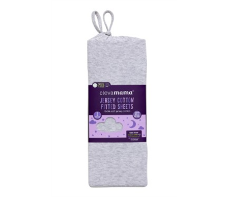 ClevaMama Jersey Cotton Fitted shets One Size Cot & Cot Bed 2PK - Grey