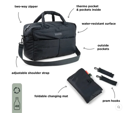 Done By Deer Quilted Changing Bag - Black