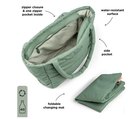 Done By Deer Quilted Changing Tote Bag - Green