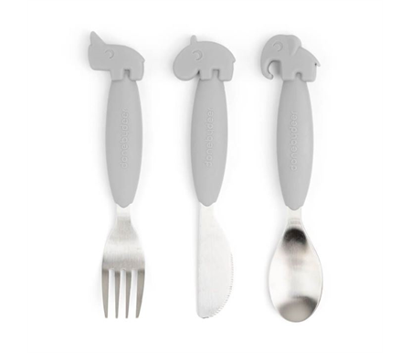 Done By Deer YummyPlus Easygrip Cutlery Set Deer friends - Grey