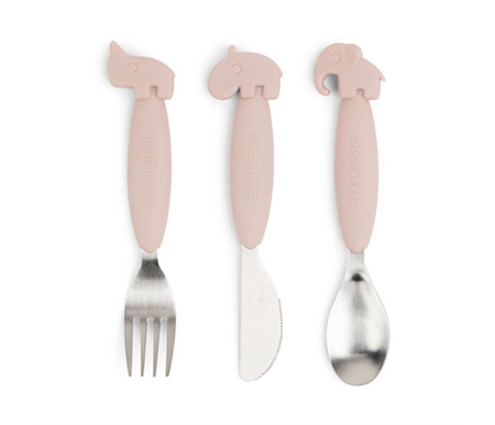 Done By Deer YummyPlus Easygrip Cutlery Set Deer friends - Powder