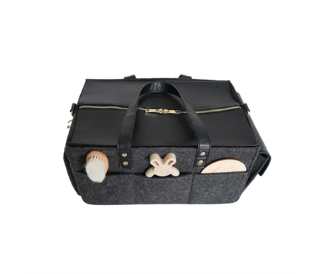 Little Bits Essentials The Caddy Bag - Vegan Leather Top (Grey/Black)