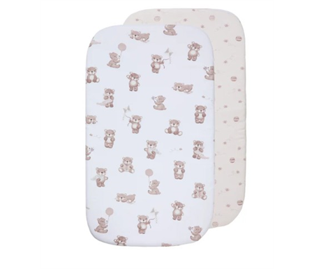 Living Textiles 2pk Jersey Bedside Sleeper Fitted Sheet - Cuddly Bear