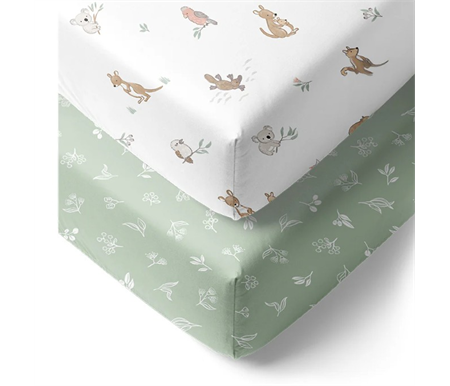Living Textiles 2pk Jersey Cot Fitted Sheet - Australiana