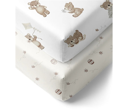 Living Textiles 2pk Jersey Cot Fitted Sheet - Cuddly Bear