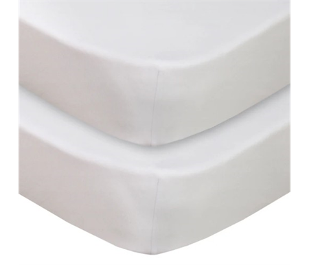 Living Textiles 2pk Jersey Cot Fitted Sheet - White