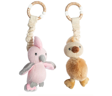 Living Textiles 2pk Stroller Toy - Australiana Galah and Emu