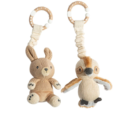 Living Textiles 2pk Stroller Toy - Australiana Kookaburra and Kangaroo
