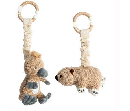 Living Textiles 2pk Stroller Toy - Australiana Wombat and Platypus