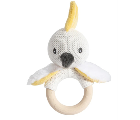 Living Textiles Australiana Ring Rattle - Colin the Cockatoo