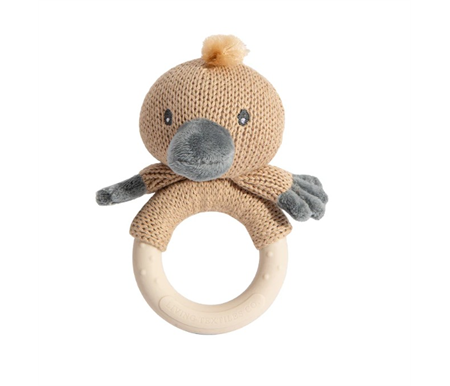 Living Textiles Australiana Ring Rattle - Penny the Platypus