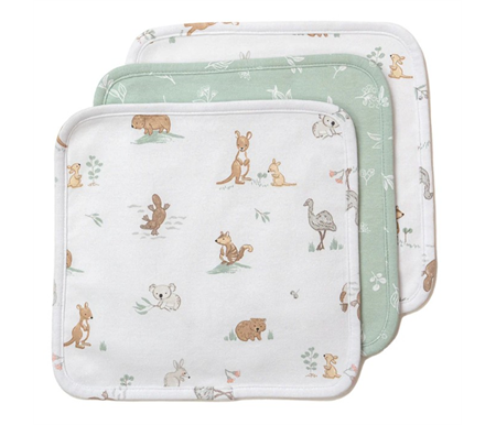 Living Textiles Australiana Wash Cloths 3pk