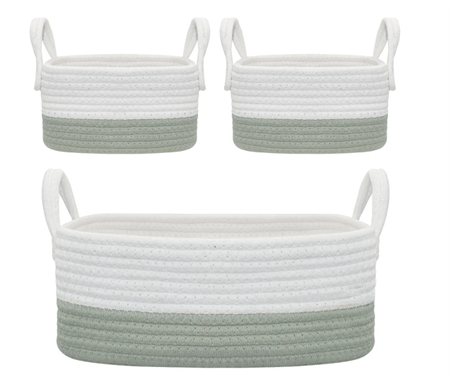Living Textiles Cotton Rope 3pc Nursery Storage Set - Sage White
