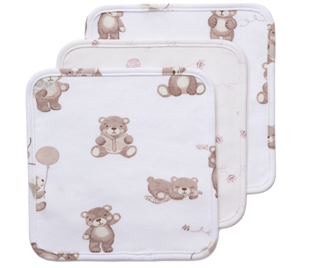 Living Textiles Cuddly Bear Wash Cloths 3pk