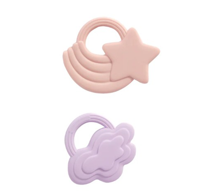 Living Textiles Playground Silicone 2Pk Teethers - Stars/Cloud