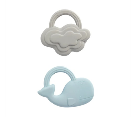 Living Textiles Playground Silicone 2Pk Teethers - Whale/Cloud