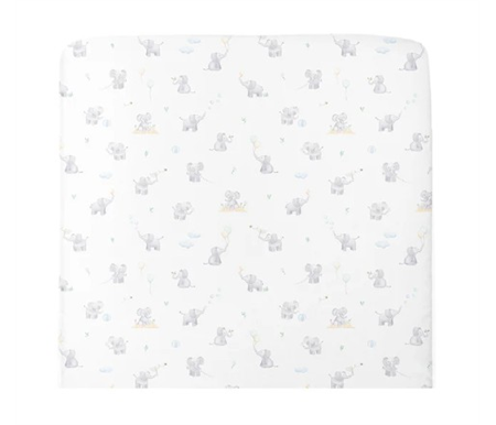 Living Textiles Port-a-cot Fitted Sheet - Elephant Playtime