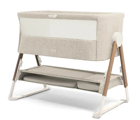 Mamas & Papas Lua Bedside Crib - Beige Plus Bonus Free Mattress Protector & 2pce Star Sheets