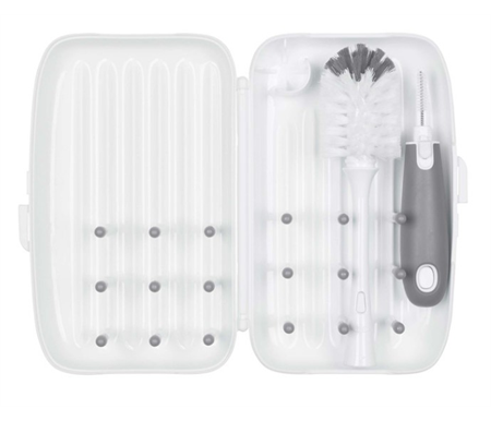 OXO TOT On The Go Drying Rack And Bottle Brush - Grey 