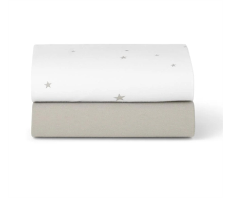 SnuzPod5 2pce Fitted Sheets - Star White/Grey 